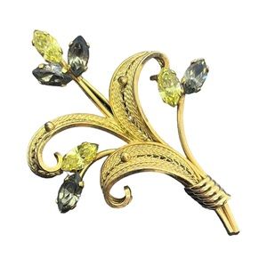 Van Dell VINTAGE Brooch Pin Filigree Gold Filled 1/20 12k w/ colorful stones